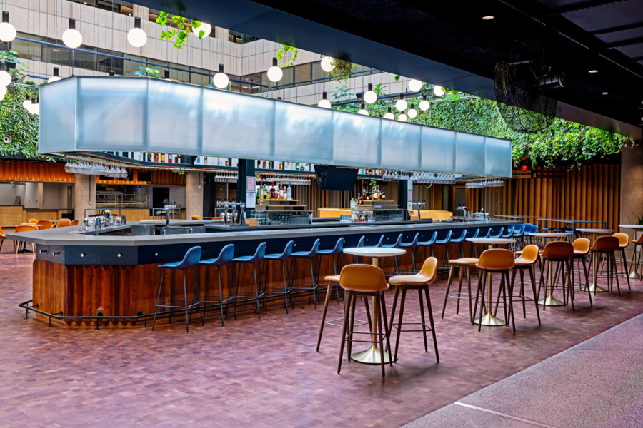 The Square bar and dining area 