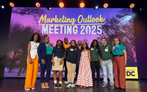 Educators & students pose at Destiantion DC's Marketing Outlook Meeting 2025
